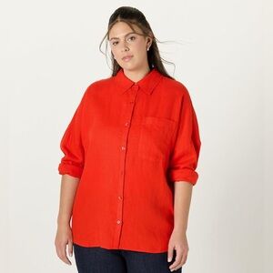 The Drop Women's Avila
Classic Linen Button Down, Flame Red, XL
